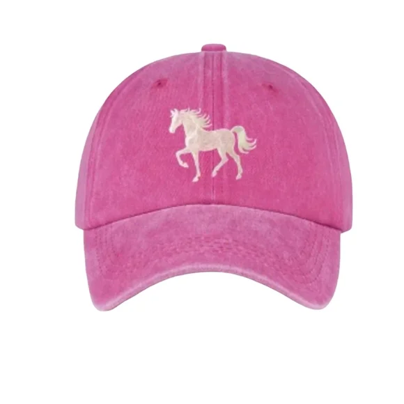 Pink Cap with Horse Embroidery - Picture 1 of 2
